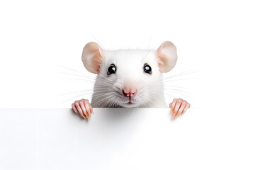 Wall Mural - vCute rat face shot, isolated on white background