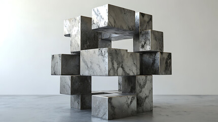 Aufkleber - Abstract cube structure, 3d rendering