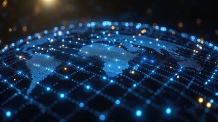 Global network connection glowing Earth, digital data