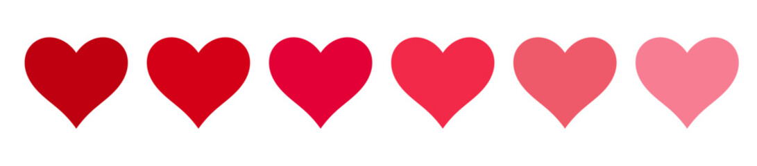 Wall Mural - red hearts icons isolated on white background. heart border color gradient. vector illustration.