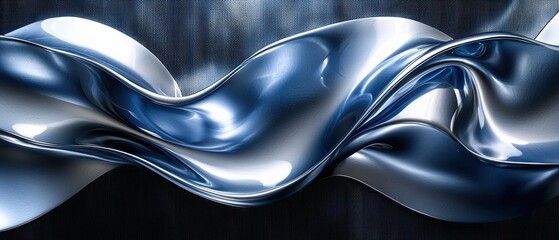 Wall Mural - A flowing, metallic ribbon-like structure with a smooth, reflective surface.