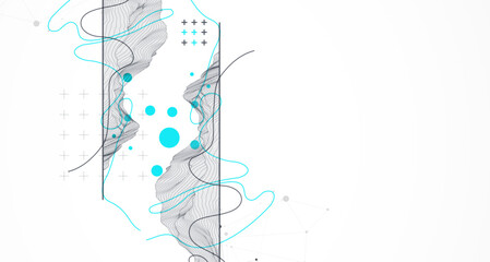 Trendy abstract wireframe background. Modern science or technology art elements. Surface illustration.