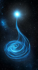 Poster - Blue cosmic swirl with radiant star in deep space