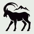 © sahenur89 - very simple flat and minimalist Mountain Goat silhouette in black on a white background