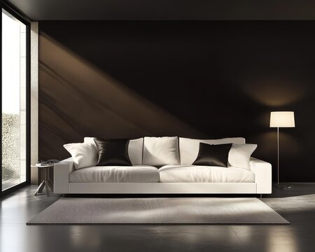 Experience elegance in a fresh, modern setting defined by a white sofa.