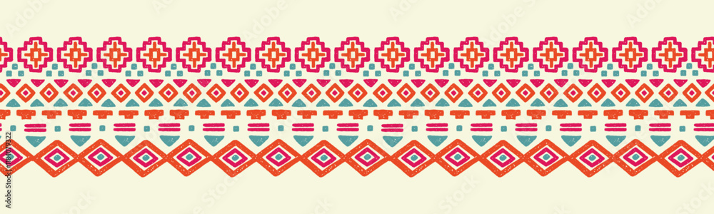 Hand drawn abstract seamless pattern, ethnic background, aztec style ...