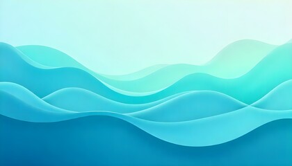 Leinwandbilder - Abstract waves in soft blue and green gradients