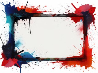 Poster - Vibrant Grunge Border Design with Paint Splashes and Brush Strokes for Creative Projects and Artistic Expressions