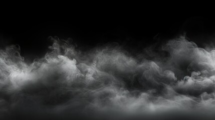 Poster - Ethereal Fog and Mist Effect on Black Background for Dramatic Visuals and Atmospheric Design