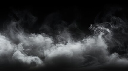 Poster - Ethereal Fog and Mist Effect on a Dark Background Creating Mysterious Atmosphere for Artistic and Creative Visuals
