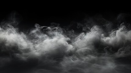 Poster - Mystical Fog and Mist Effect on Dark Background with Dramatic Light, Perfect for Creative Artwork and Backgrounds in Various Projects
