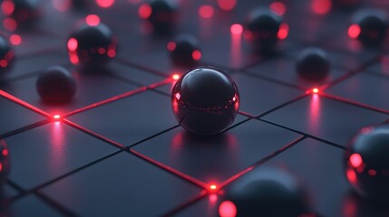 Poster - Abstract D grid with glowing points, representing technology, innovation, and data.