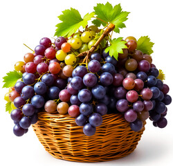 Wall Mural - Different varieties of grapes in a basket