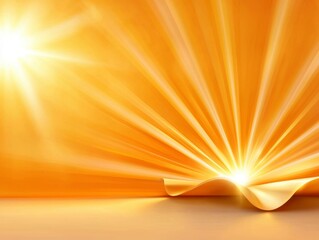 Poster - Golden Rays of Light Emanating from Curved Surface in Warm Orange Background