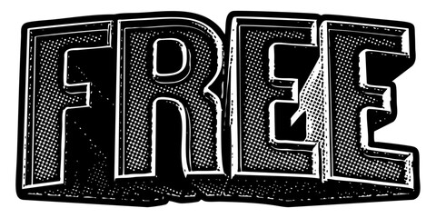 Poster - Word ‘Perfect’ written in three-dimensional one-point perspective retro extruded block letters with grainy vintage halftone texture