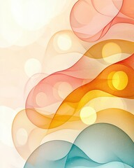 Poster - Abstract Waves of Colorful Light Flowing in Shades of Red, Orange, Yellow, and Blue with Soft Glow Background