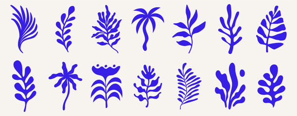 Fototapete - Vector simple minimal illustrations, simple wavy and groovy. hand drawn naive style, flowers and plants, floral botanic design templates, frames and modern wall art 