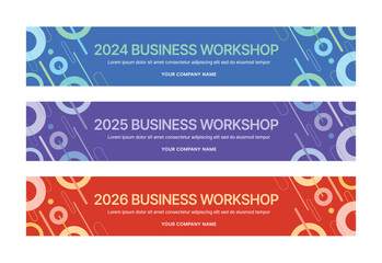 Wall Mural - set of business banner design templates in modern, abstract pattern style for seminar, conference, w