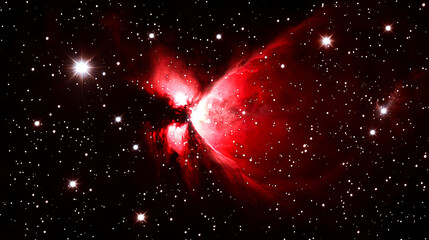Wall Mural - Cosmic Nebula: A breathtaking view of a vibrant red nebula against a backdrop of countless stars in the night sky