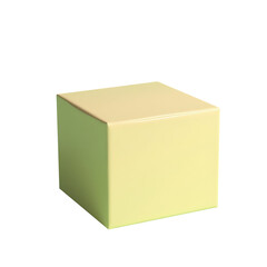 Poster - A pale yellow cube.  Simple, clean lines define its shape, creating a minimalist aesthetic., cut out,transparent background