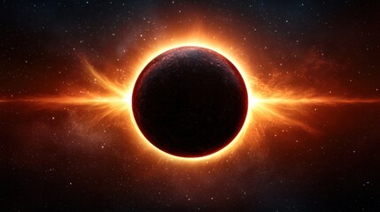 Wall Mural - Fiery Celestial Eclipse Dramatic Space Phenomenon