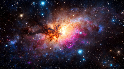 Wall Mural - Cosmic Nebula: A vibrant spectacle of celestial wonders in the vast expanse of space. A breathtaking view into the heart of a galaxy far, far away.