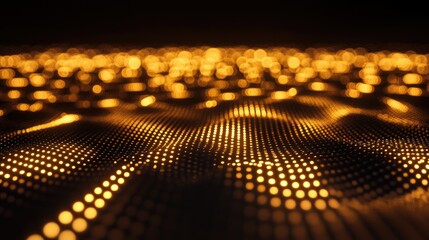 Poster - Futuristic grid with interconnected glowing dots and lines on a dark background.