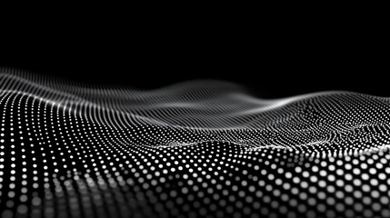Poster - Futuristic grid with interconnected glowing dots and lines on a dark background.