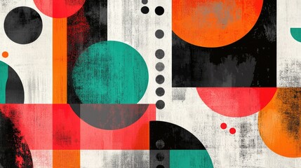 Poster - Geometric shapes with bold colors and shadows, creating a modern business abstract design.