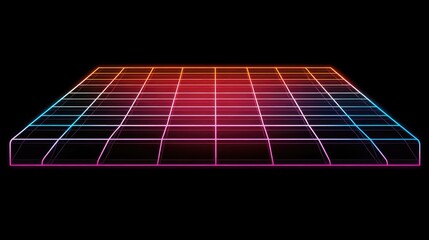 Poster - Minimalistic glowing grid with neon-colored accents on a sleek black background.