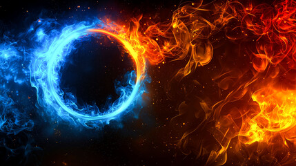 Wall Mural - Fiery Ice: A Cosmic Dance of Contrasting Elements