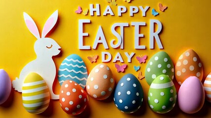 Wall Mural - happy Easter Day card animated