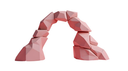 Poster - A blush-pink rock archway stands, showcasing a minimalist geometric design., cut out,transparent background