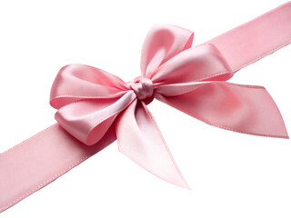 Ribbon bow pink colour isolated on white  background.PNG transparent.