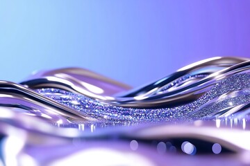Poster - Abstract Metallic Waves on a Blue and Purple Gradient Background