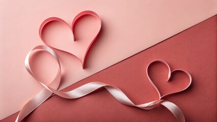 Wall Mural - pink heart with ribbon