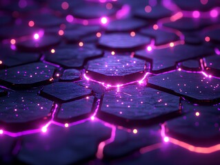 Poster - Abstract purple background pattern of hexagons glowing futuristic  digital energy magical bright