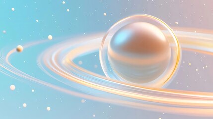 pastel sphere orbiting, cosmic background, design element.
