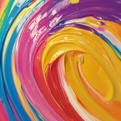Aufkleber - Abstract colorful swirl of vibrant paint strokes in bold hues