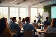 © honami - Professional Business Conference with Engaged Audience in a Modern Meeting Room during Presentation