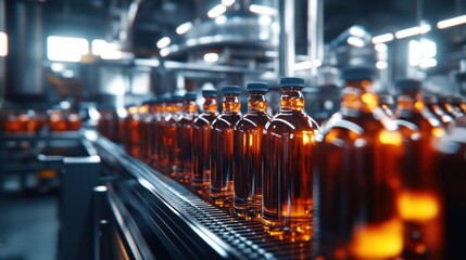 Poster - Bottles on Conveyor Belt in Factory