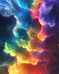 Poster - Abstract colorful fractal waves in vibrant rainbow gradient design