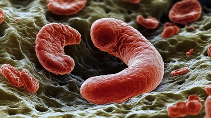 Poster - the most realistic photograph of giant irregularly shaped microorganisms under a high-resolution mic