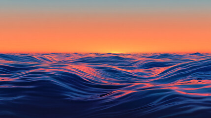 Poster - Ocean waves illuminated by vibrant sunset with abstract reflections