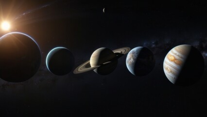 Wall Mural - the planets in the solar system are shown in a row