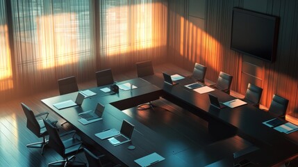 Wall Mural - Serene Corporate Meeting Room at Dawn