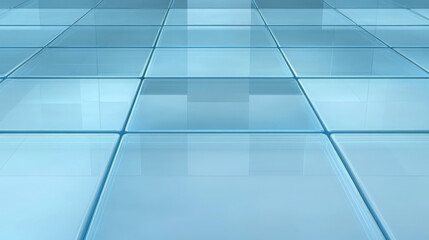 Poster - clean and modern background featuring transparent glass tiles arranged in grid pattern, creating sleek and contemporary aesthetic. Ideal for web design or digital projects