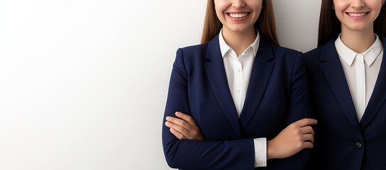 Poster - A content multi-ethnic business couple standing with crossed arms