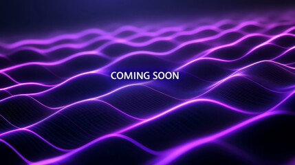 Poster - Abstract purple wave patterns with glowing lines, creating futuristic feel. Perfect for technology and digital themes, conveying anticipation and innovation