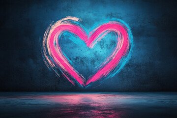 Sticker - Digital heart, A digital heart illuminates a darkened room, creating a captivating and ethereal atmosphere, perfect for emotional or technological themes.